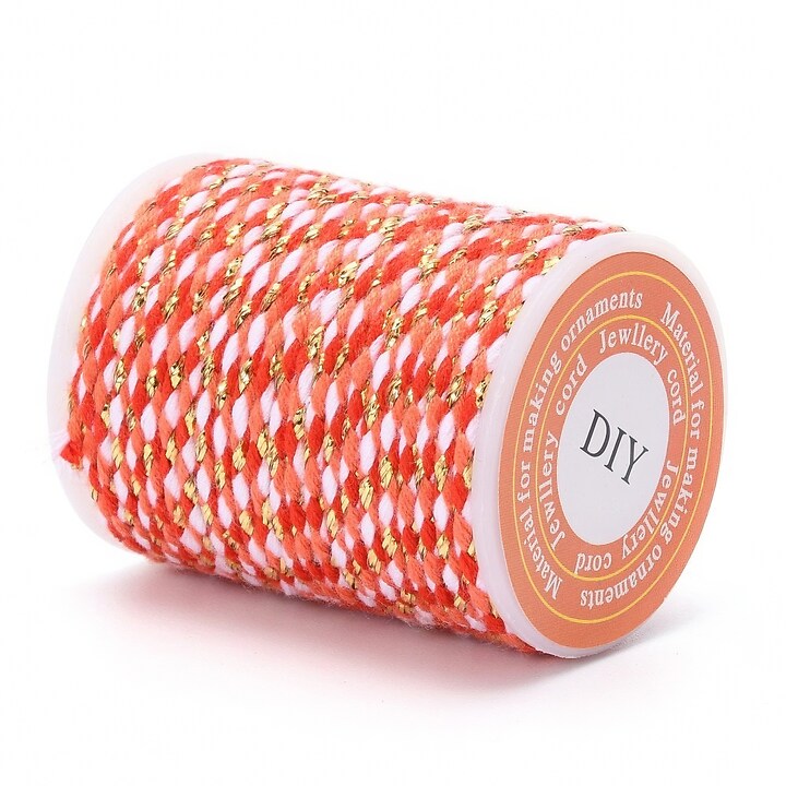 Rola ata Macrame din bumbac cu 4 fire, grosime 1,5mm, rola de aprox. 4m - corai auriu