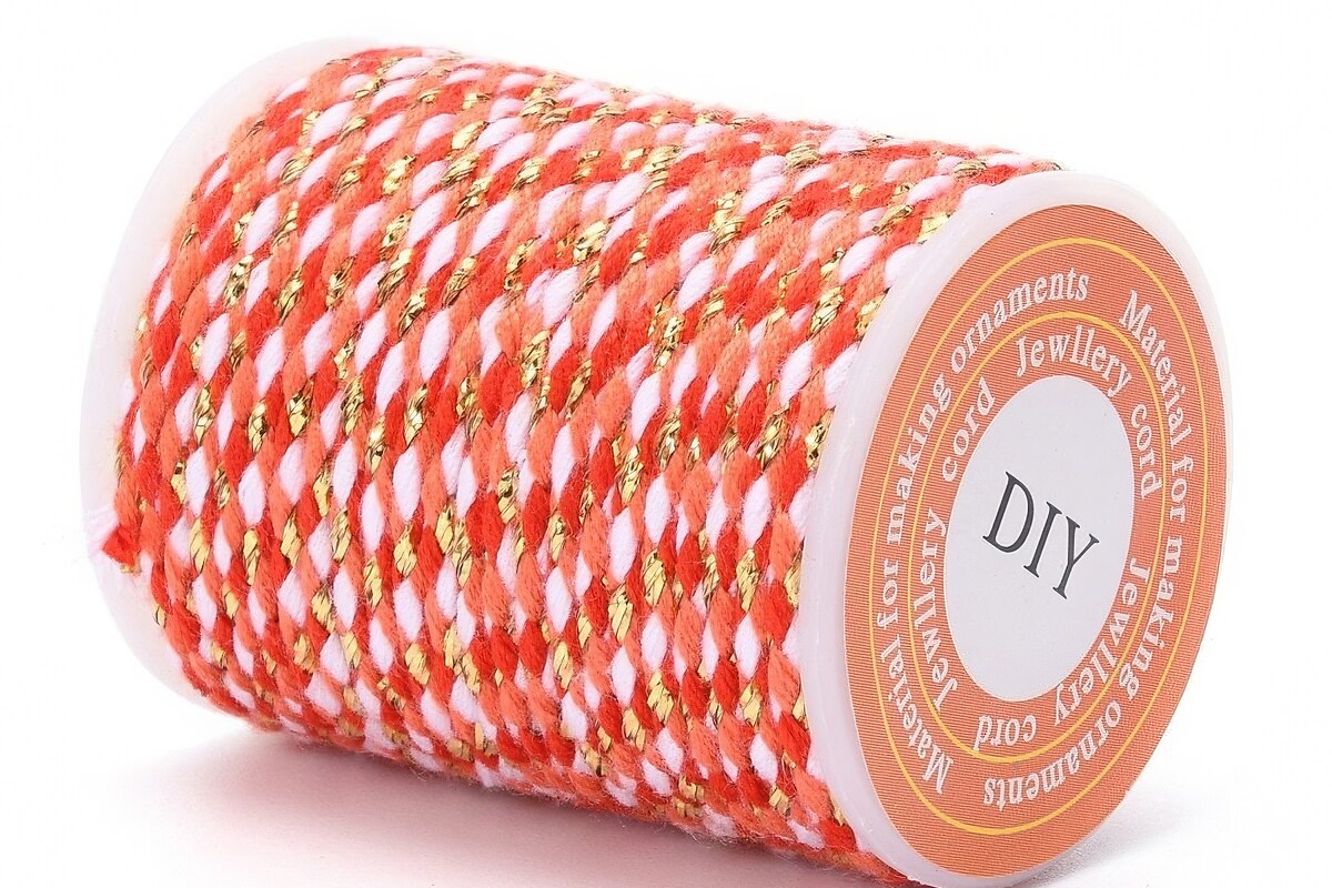 Rola ata Macrame din bumbac cu 4 fire, grosime 1,5mm, rola de aprox. 4m - corai auriu