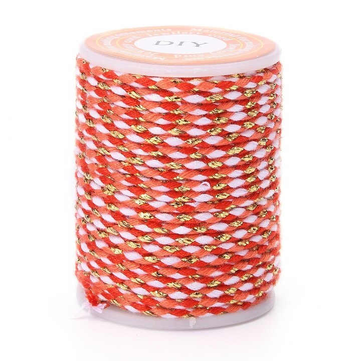 Rola ata Macrame din bumbac cu 4 fire, grosime 1,5mm, rola de aprox. 4m - corai auriu