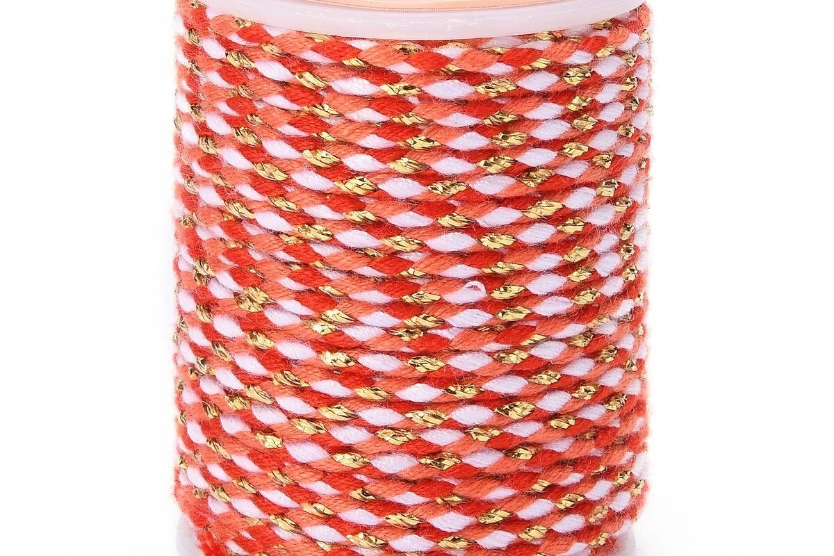 Rola ata Macrame din bumbac cu 4 fire, grosime 1,5mm, rola de aprox. 4m - corai auriu