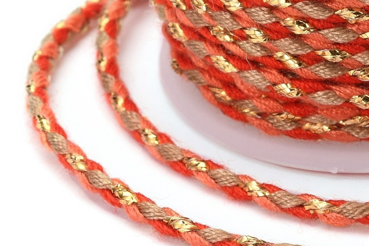 Rola ata Macrame din bumbac cu 4 fire, grosime 1,5mm, rola de aprox. 4m - portocaliu auriu
