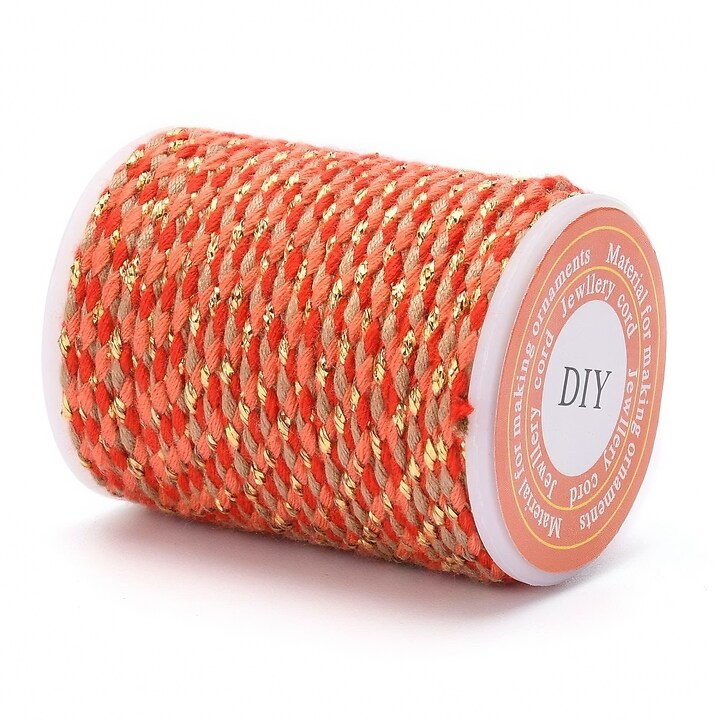 Rola ata Macrame din bumbac cu 4 fire, grosime 1,5mm, rola de aprox. 4m - portocaliu auriu