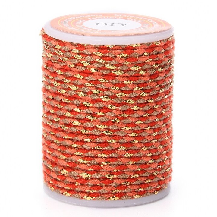 Rola ata Macrame din bumbac cu 4 fire, grosime 1,5mm, rola de aprox. 4m - portocaliu auriu