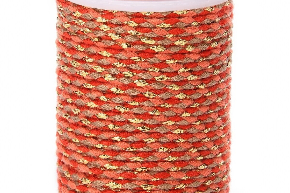 Rola ata Macrame din bumbac cu 4 fire, grosime 1,5mm, rola de aprox. 4m - portocaliu auriu