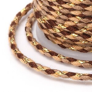 Rola ata Macrame din bumbac cu 4 fire, grosime 1,5mm, rola de aprox. 4m - maro auriu