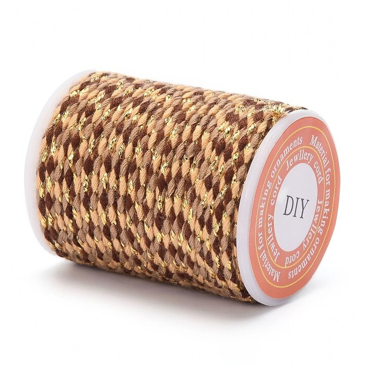 Rola ata Macrame din bumbac cu 4 fire, grosime 1,5mm, rola de aprox. 4m - maro auriu