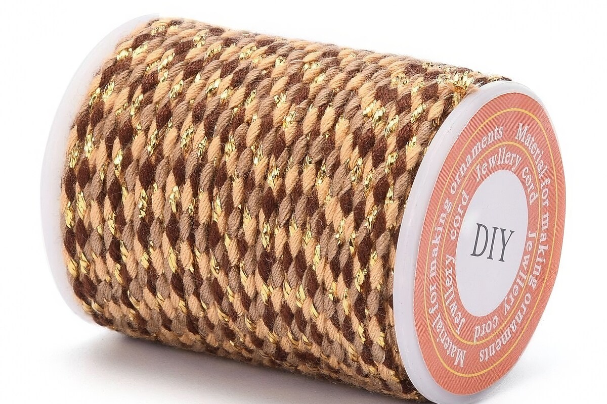 Rola ata Macrame din bumbac cu 4 fire, grosime 1,5mm, rola de aprox. 4m - maro auriu