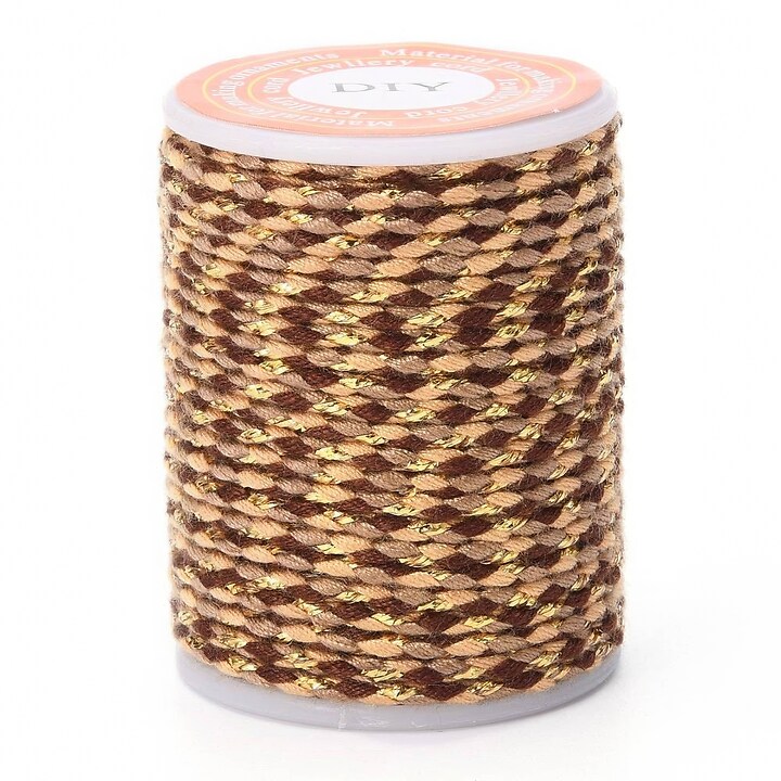 Rola ata Macrame din bumbac cu 4 fire, grosime 1,5mm, rola de aprox. 4m - maro auriu