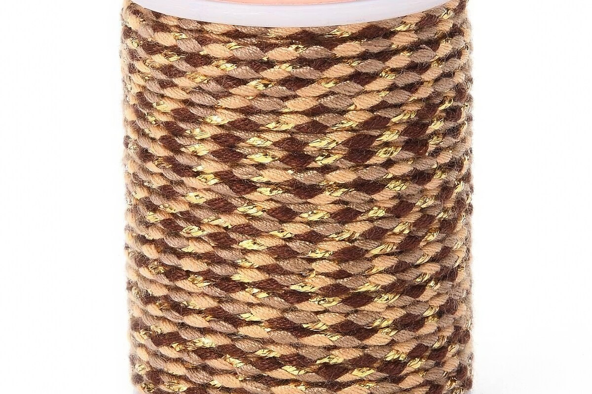 Rola ata Macrame din bumbac cu 4 fire, grosime 1,5mm, rola de aprox. 4m - maro auriu