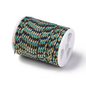 Rola ata Macrame din bumbac cu 4 fire, grosime 1,5mm, rola de aprox. 4m - turcoaz bej auriu