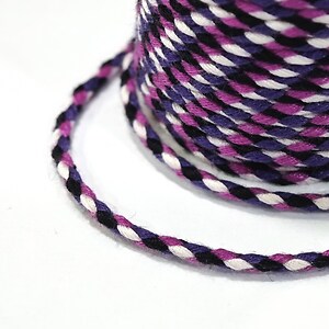 Rola ata Macrame din bumbac cu 4 fire, grosime 1,5mm, rola de aprox. 4m - mov negru