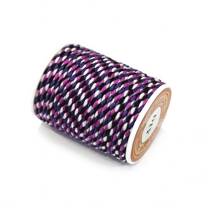 Rola ata Macrame din bumbac cu 4 fire, grosime 1,5mm, rola de aprox. 4m - mov negru