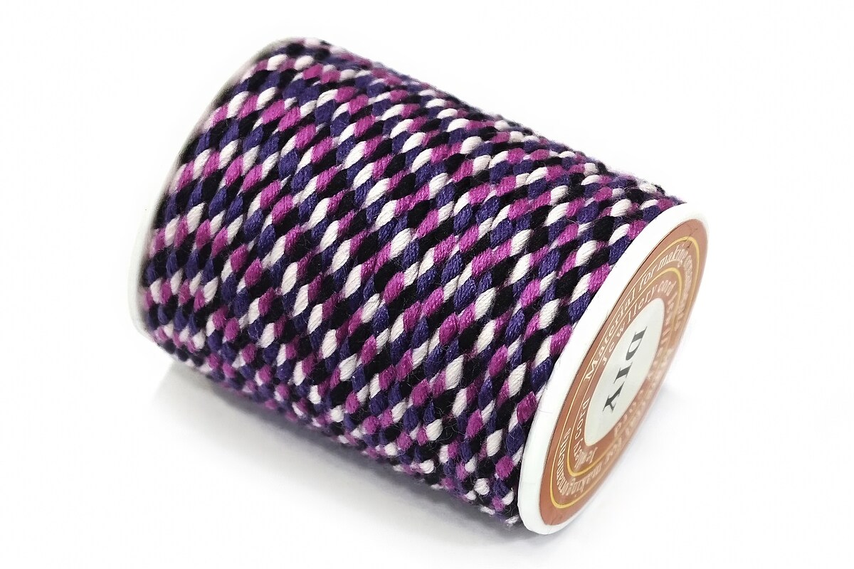 Rola ata Macrame din bumbac cu 4 fire, grosime 1,5mm, rola de aprox. 4m - mov negru