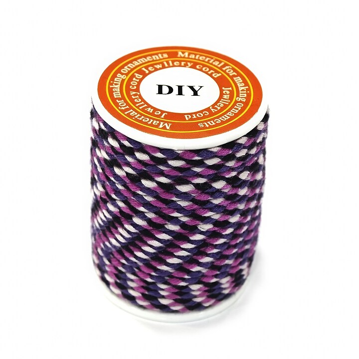 Rola ata Macrame din bumbac cu 4 fire, grosime 1,5mm, rola de aprox. 4m - mov negru
