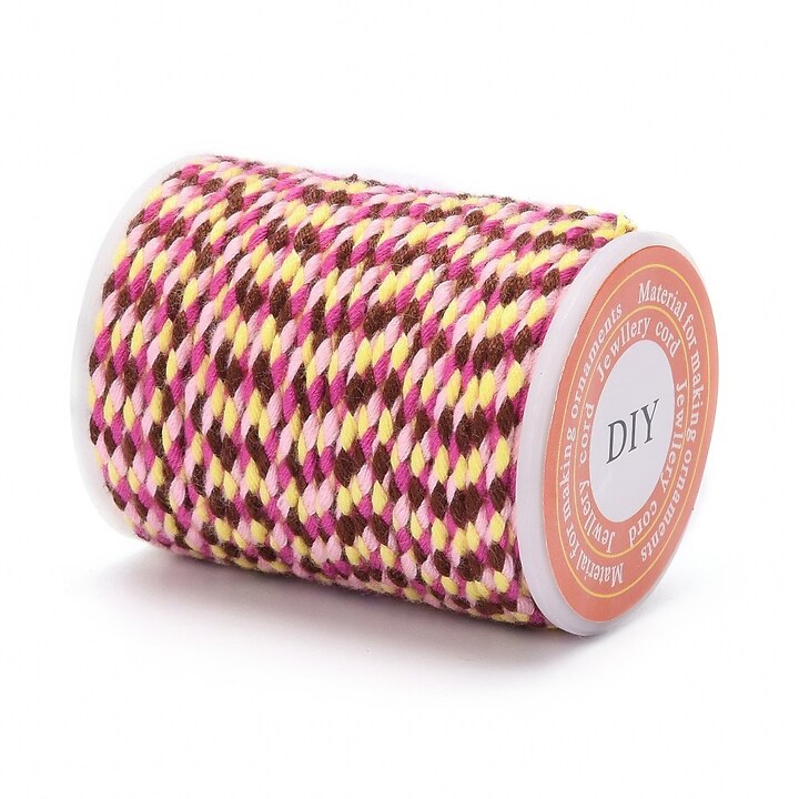 Rola ata Macrame din bumbac cu 4 fire, grosime 1,5mm, rola de aprox. 4m - roz maro
