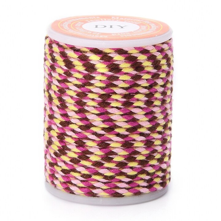 Rola ata Macrame din bumbac cu 4 fire, grosime 1,5mm, rola de aprox. 4m - roz maro