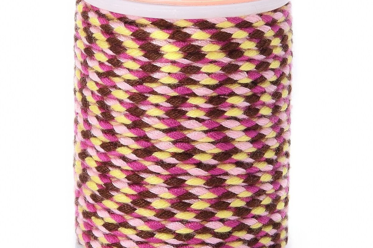 Rola ata Macrame din bumbac cu 4 fire, grosime 1,5mm, rola de aprox. 4m - roz maro