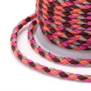 Rola ata Macrame din bumbac cu 4 fire, grosime 1,5mm, rola de aprox. 4m - roz corai maro