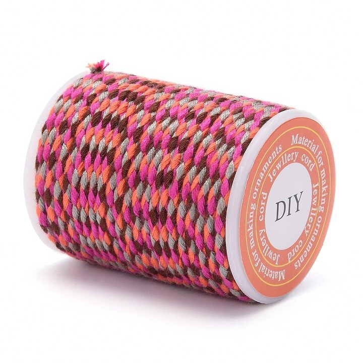 Rola ata Macrame din bumbac cu 4 fire, grosime 1,5mm, rola de aprox. 4m - roz corai maro