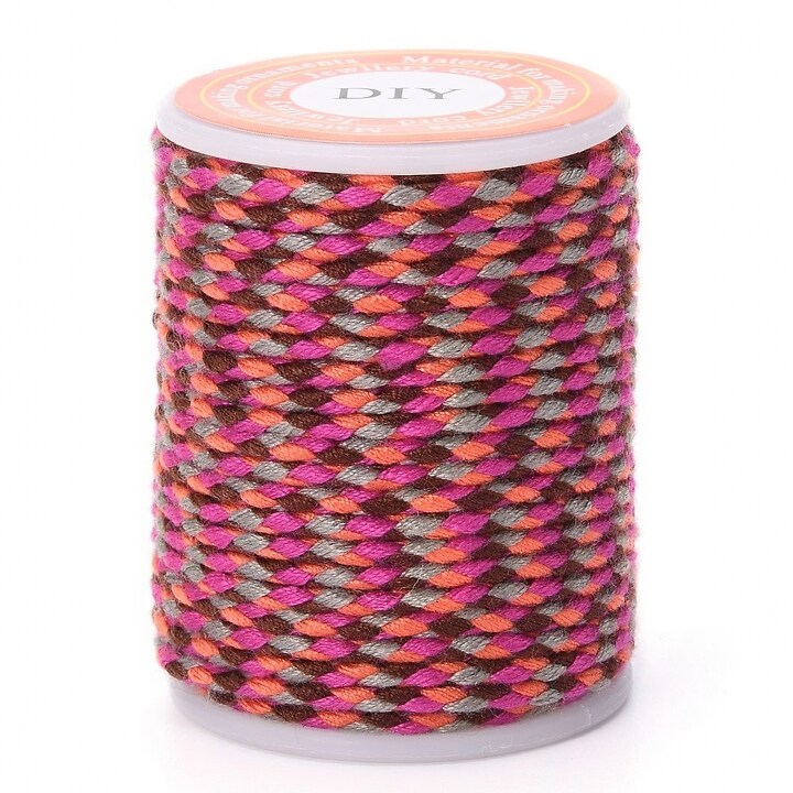 Rola ata Macrame din bumbac cu 4 fire, grosime 1,5mm, rola de aprox. 4m - roz corai maro