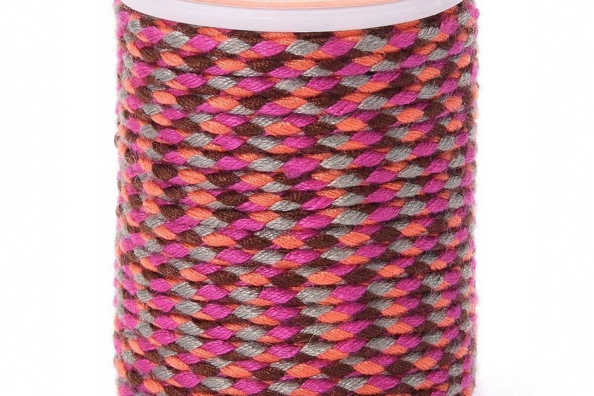 Rola ata Macrame din bumbac cu 4 fire, grosime 1,5mm, rola de aprox. 4m - roz corai maro