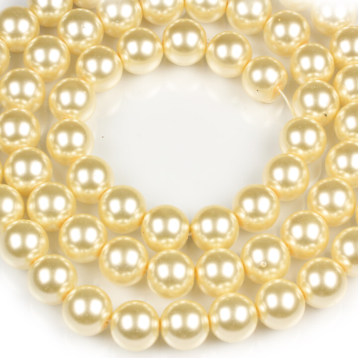 Sirag perle de sticla lucioase, sfere 12mm - ivory