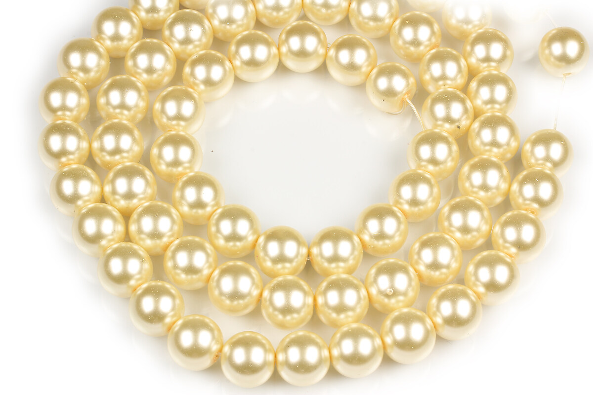 Sirag perle de sticla lucioase, sfere 12mm - ivory