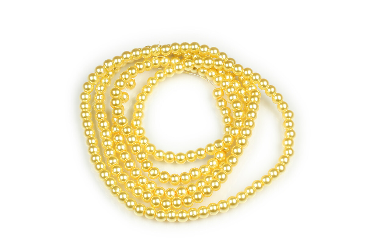 Sirag perle de sticla lucioase, sfere 4mm - galben (aprox. 210 buc.)