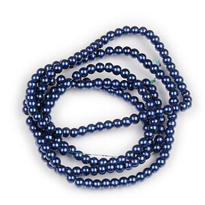 Sirag perle de sticla lucioase, sfere 4mm - albastru cobalt (aprox. 210 buc.)