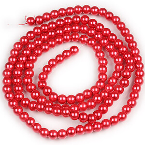 Sirag perle de sticla lucioase, sfere 6mm - rosu (aprox. 145 buc.)