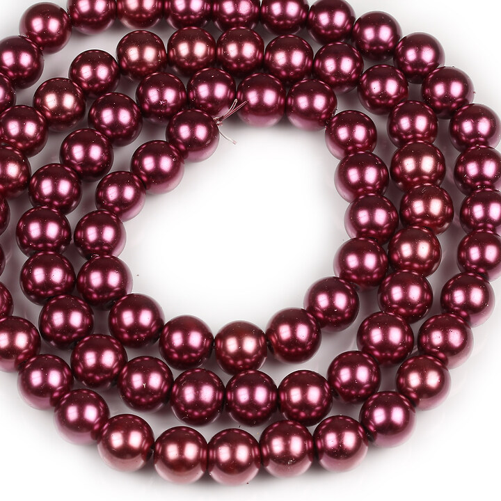 Sirag perle de sticla lucioase, sfere 10mm - grena