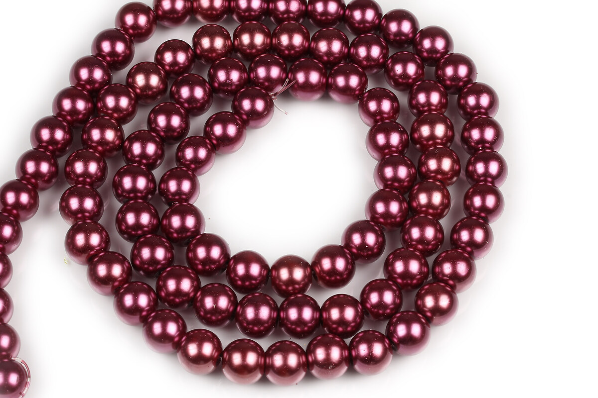 Sirag perle de sticla lucioase, sfere 10mm - grena