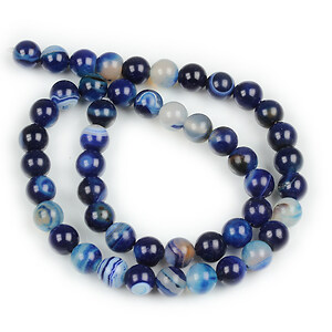Margele agate striped sfere 8mm (sirag) - albastru