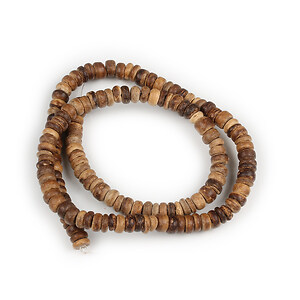 Mărgele lemn cocos crem rondele aprox. 2-5 &times; 5 mm (sirag)