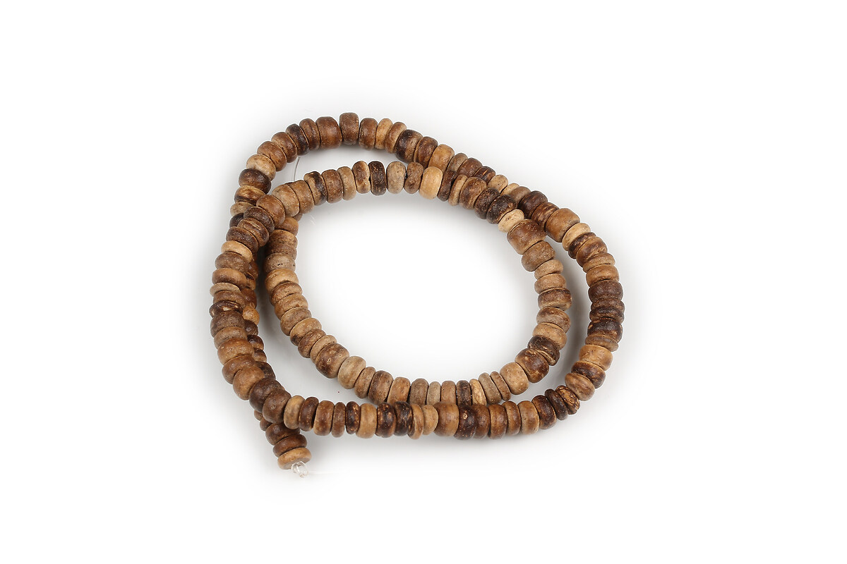 Mărgele mărgele lemn cocos crem rondele aprox. 2-5 × 5 mm (sirag)