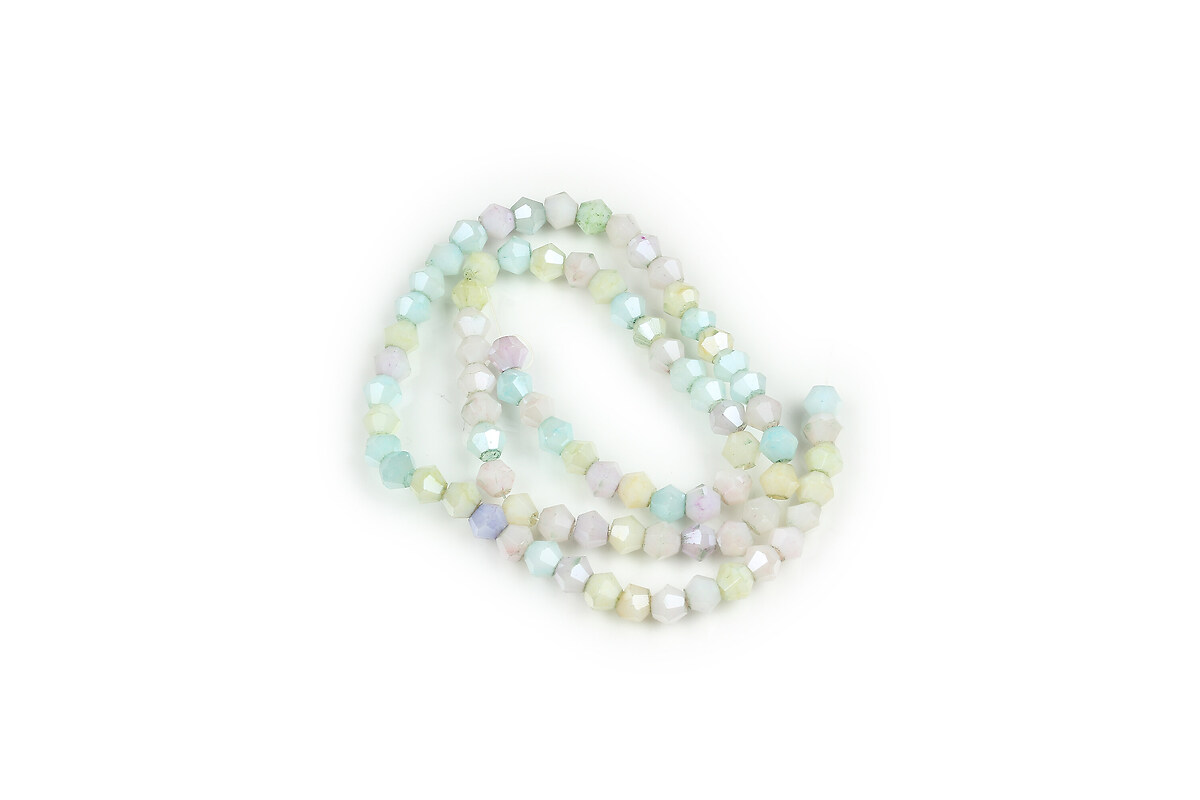 Margele cristal biconic electroplacat 4,2-4,9-3,9mm (sirag) - mix crackle placat AB