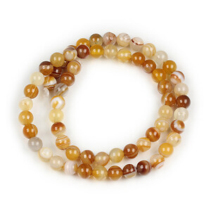 Margele agate striped sfere 6mm (sirag) - maro deschis