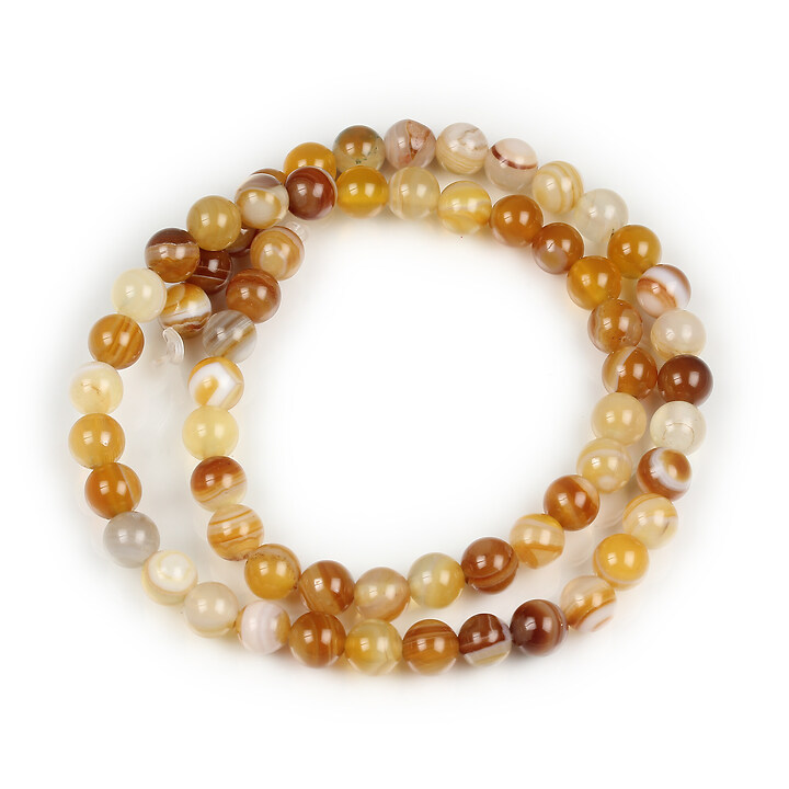 Margele agate striped sfere 6mm (sirag) - maro deschis