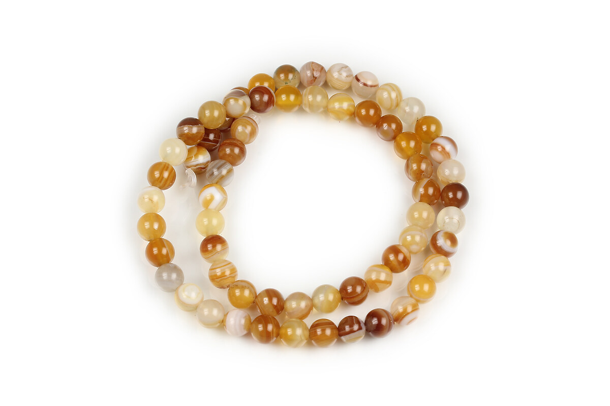 Margele agate striped sfere 6mm (sirag) - maro deschis