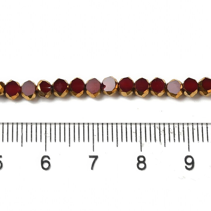 Margele cristale electroplacate pe jumatate 4-4,5x3mm (sirag) - auriu si rosu inchis