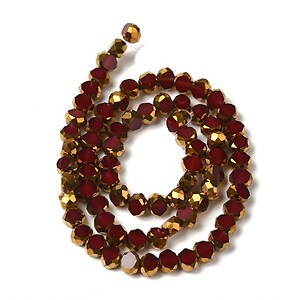 Margele cristale electroplacate pe jumatate 4-4,5x3mm (sirag) - auriu si rosu inchis