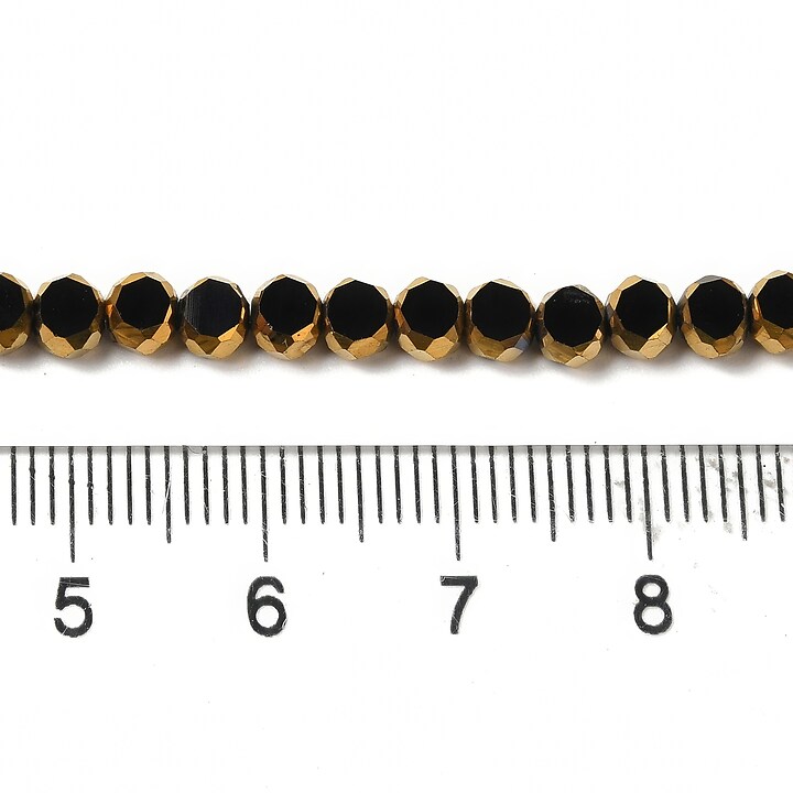 Margele cristale electroplacate pe jumatate 4-4,5x3mm (sirag) - auriu si negru