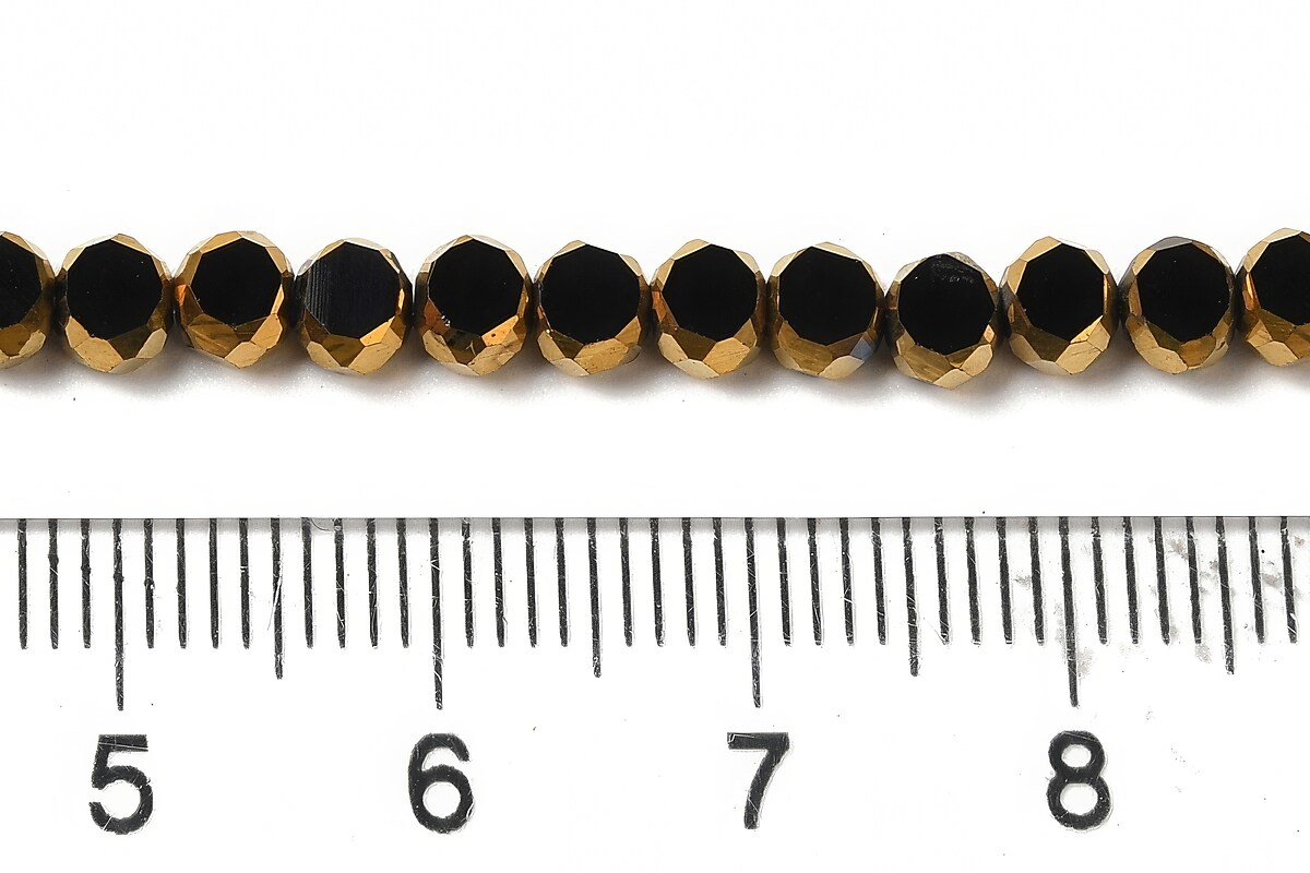 Margele cristale electroplacate pe jumatate 4-4,5x3mm (sirag) - auriu si negru
