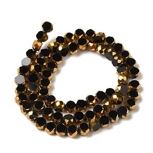 Margele cristale electroplacate pe jumatate 4-4,5x3mm (sirag) - auriu si negru