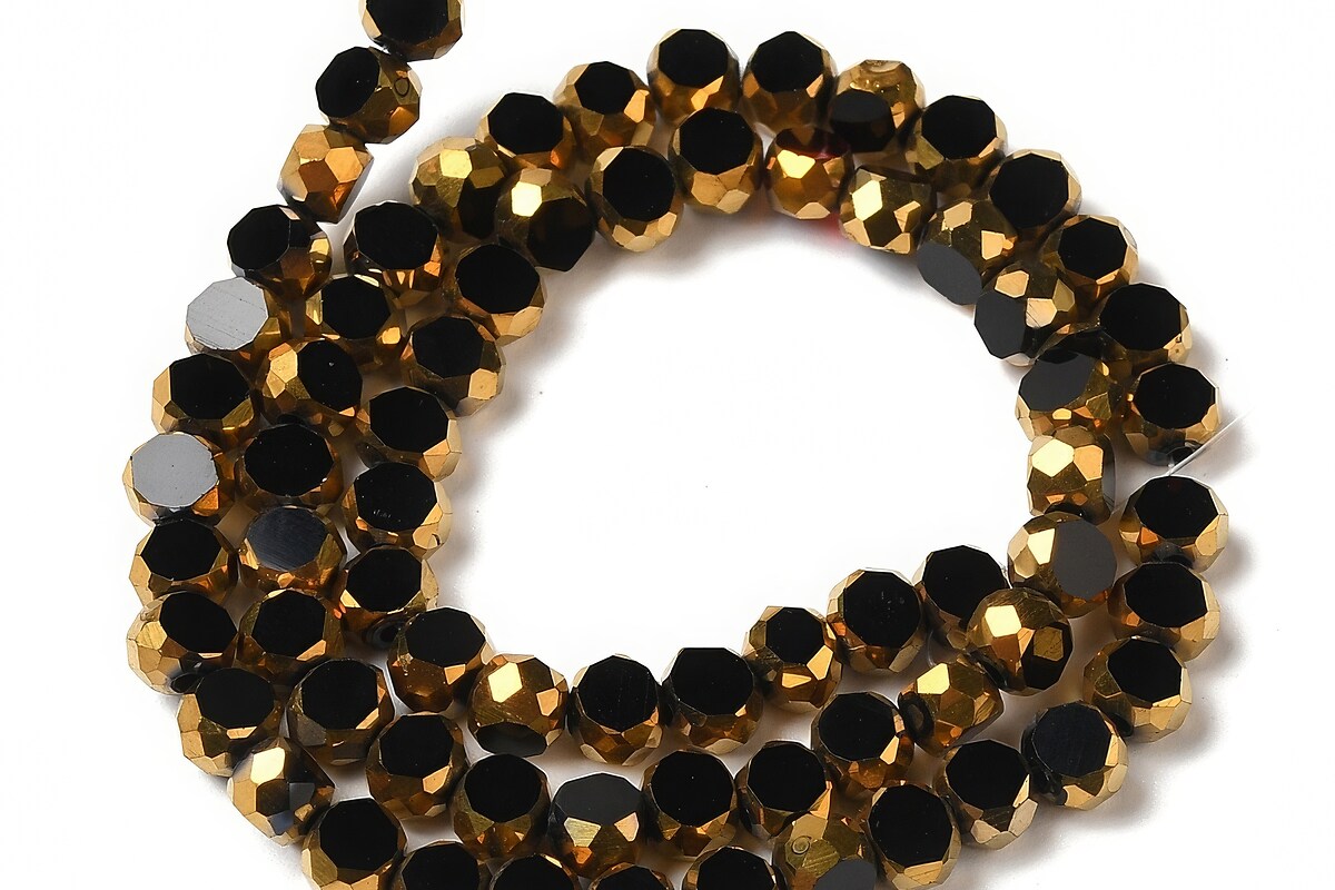 Margele cristale electroplacate pe jumatate 4-4,5x3mm (sirag) - auriu si negru