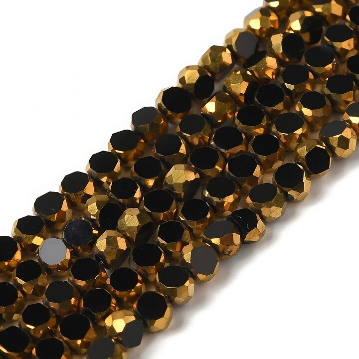 Margele cristale electroplacate pe jumatate 4-4,5x3mm (sirag) - auriu si negru