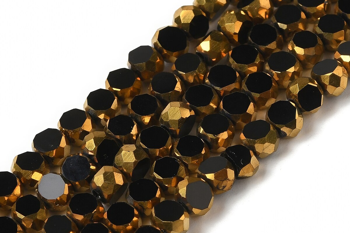 Margele cristale electroplacate pe jumatate 4-4,5x3mm (sirag) - auriu si negru