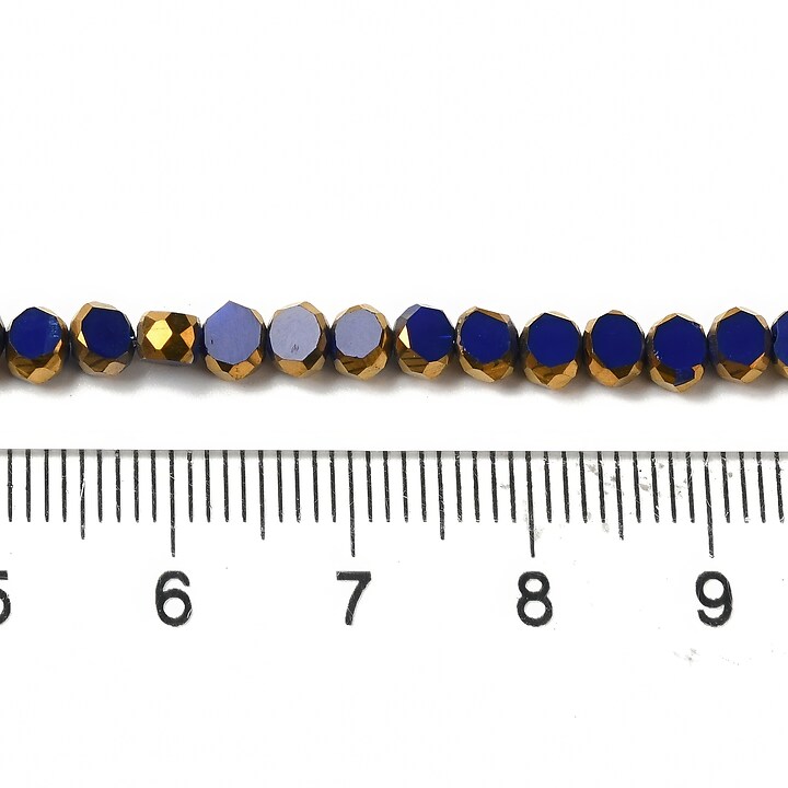 Margele cristale electroplacate pe jumatate 4-4,5x3mm (sirag) - auriu si albastru inchis