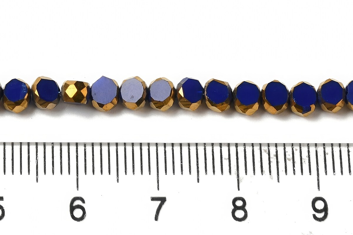 Margele cristale electroplacate pe jumatate 4-4,5x3mm (sirag) - auriu si albastru inchis