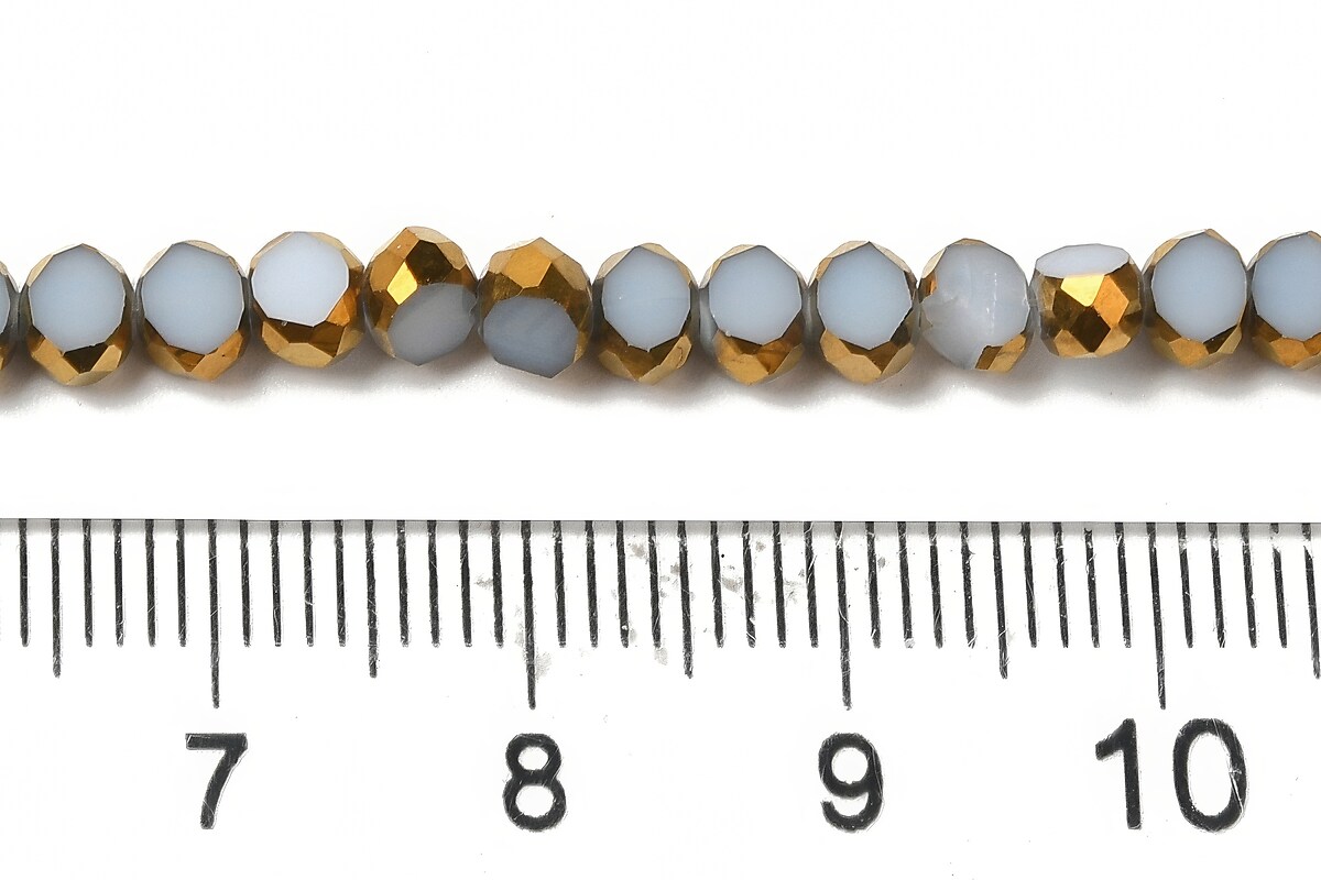 Margele cristale electroplacate pe jumatate 4-4,5x3mm (sirag) - auriu si gri